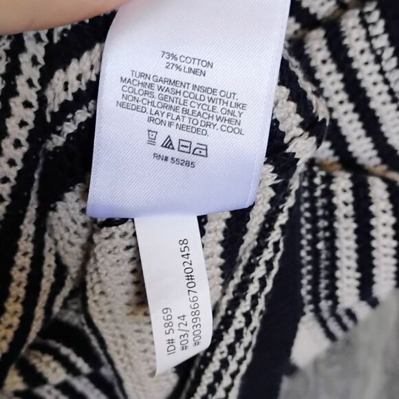 Striped Knit Linen-Blend Short Sleeve Sweater Polo Men's Size Large - Picture 6 of 9